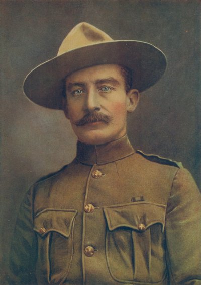 Pułkownik Robert SS Baden-Powell, Obrońca Mafeking. W mundurze służby polowej jako pułkownik nieregularnego konia autorstwa Elliott and Fry Photography Studio