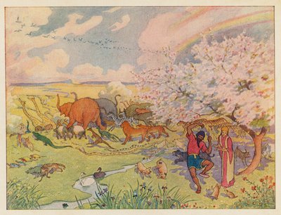 Arka Noego: Tęcza (kolorowa litografia) autorstwa Elmer Boyd Smith