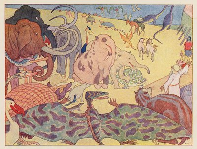 Arka Noego: Ci, którzy nie chcieli wejść (kolorowa litografia) autorstwa Elmer Boyd Smith