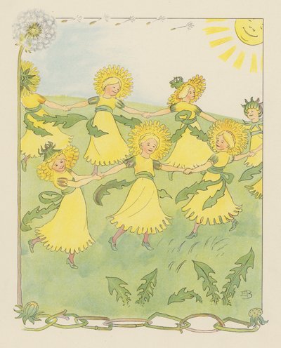 Ilustracja dla Blondchen in Bluten (kolorowa litografia) autorstwa Elsa Beskow