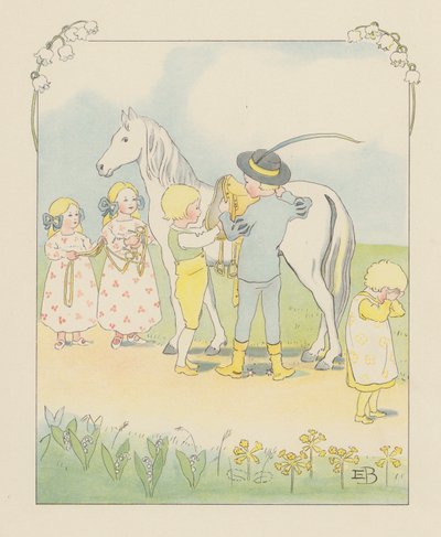 Ilustracja dla Blondchen in Bluten (kolorowa litografia) autorstwa Elsa Beskow