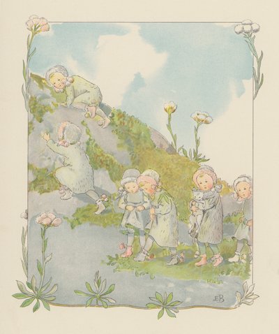 Ilustracja dla Blondchen in Bluten (kolorowa litografia) autorstwa Elsa Beskow