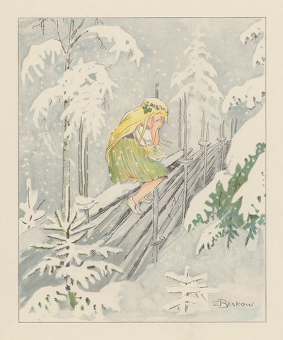 Ilustracja dla Blondchen in Bluten (kolorowa litografia) autorstwa Elsa Beskow