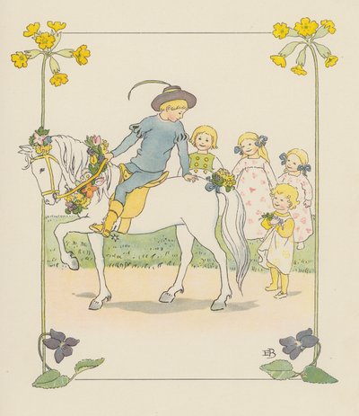Ilustracja dla Blondchen in Bluten (kolorowa litografia) autorstwa Elsa Beskow