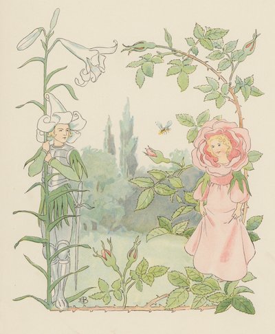 Ilustracja dla Blondchen in Bluten (kolorowa litografia) autorstwa Elsa Beskow