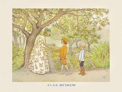 Lasse Mały w ogrodzie autorstwa Elsa Beskow