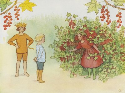 Lasse Liten w ogrodzie, 1923 r. autorstwa Elsa Beskow