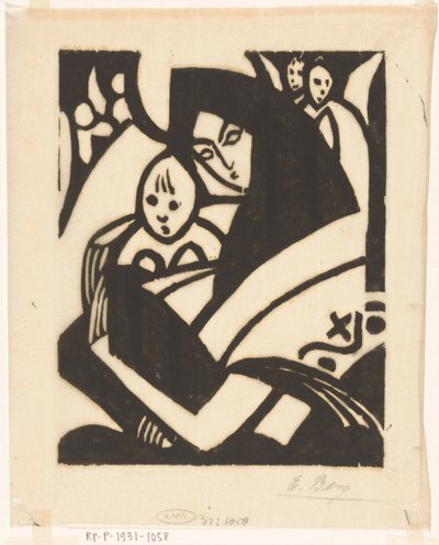 Madonna z dzieckiem przy policzku Matka z dzieckiem autorstwa Else Berg (signed by artist)