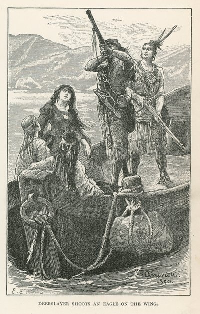 Deerslayer strzela do orła na skrzydle (grawerunek) autorstwa Elviro Michael Andriolli