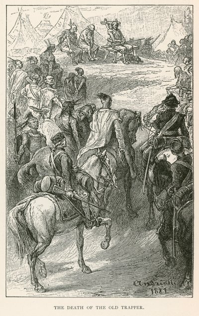 Śmierć starego trapera (rycina) autorstwa Elviro Michael Andriolli