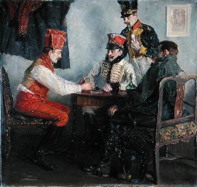 Przy Karcianym Stole (olej na płótnie) autorstwa Emanuel Bachrach-Baree