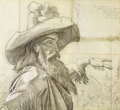 Szczegół rysunku do muralu Na zachód od Imperium... autorstwa Emanuel Gottlieb Leutze