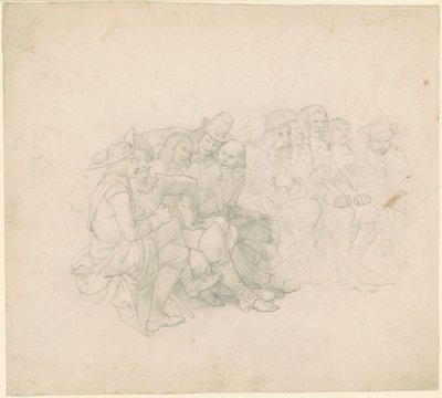 Mężczyźni w XVII-wiecznych strojach [recto] autorstwa Emanuel Gottlieb Leutze