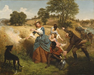 Pani Schuyler paląca swoje pola pszenicy w związku z podejściem Brytyjczyków autorstwa Emanuel Gottlieb Leutze