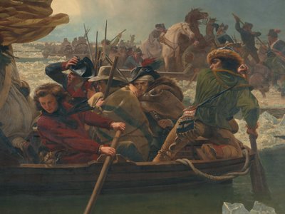 Waszyngton przechodzący przez rzekę Delaware, 25 grudnia 1776 r. autorstwa Emanuel Gottlieb Leutze