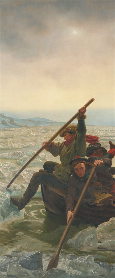 Waszyngton przechodzący przez rzekę Delaware, 25 grudnia 1776 r. autorstwa Emanuel Gottlieb Leutze