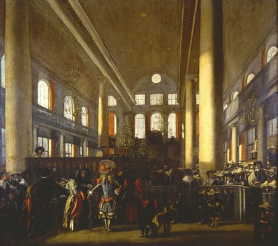 Wnętrze Synagogi Portugalskiej w Amsterdamie - Wnętrze Synagogi Portugalskiej w Amsterdamie, autorstwa Witte, Emanuela, z (1616/17-1692). olej na płótnie, ok. 1680. Muzeum Izraela, Jerozolima autorstwa Emanuel de Witte