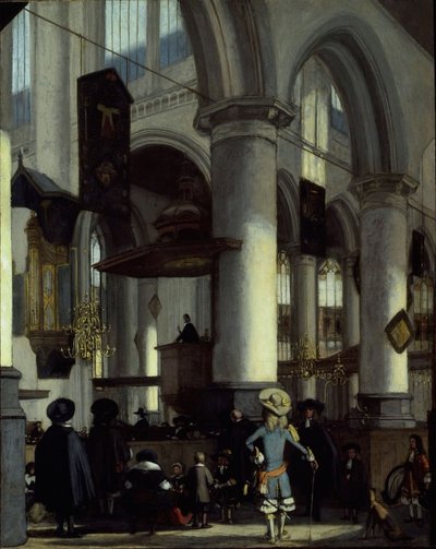 Wnętrze Oude Kerk, Delft, ok. 1680 (olej na panelu) autorstwa Emanuel de Witte