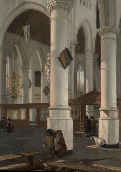 Wnętrze Oude Kerk, Delft, prawdopodobnie 1650. autorstwa Emanuel de Witte