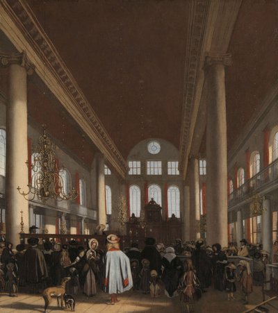 Wnętrze Synagogi Portugalskiej w Amsterdamie, 1680 autorstwa Emanuel de Witte
