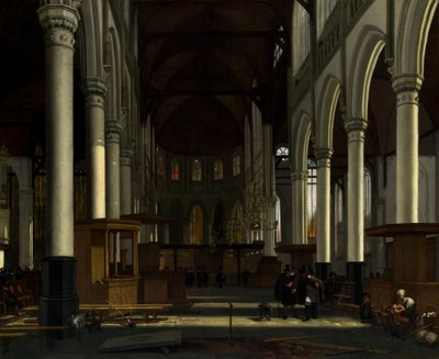Wnętrze Oude Kerk, Amsterdam autorstwa Emanuel de Witte