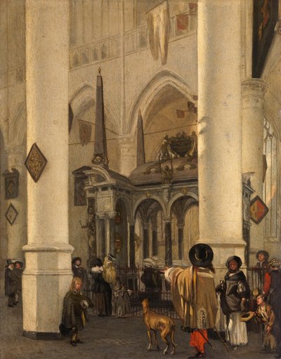Die Nieuwe Kerk in Delft mit dem Grab von Wilhelm dem Schweiger autorstwa Emanuel de Witte