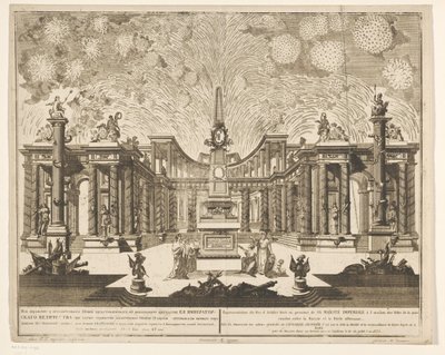 Vuurwerk w Moskou bij de viering van het einde van de Russisch-Turkse Oorlog, 1775 (Akt III) Reprezentacja fajerwerków, wystrzelona w obecności Jego Cesarskiej Mości z okazji obchodów pokoju zawartego między Rosją a Portą Osmańską (seria autorstwa Emel