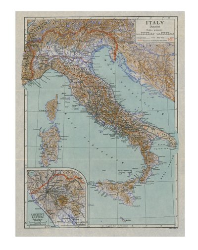Mapa starożytnych Włoch, c1910. autorstwa Emery Walker