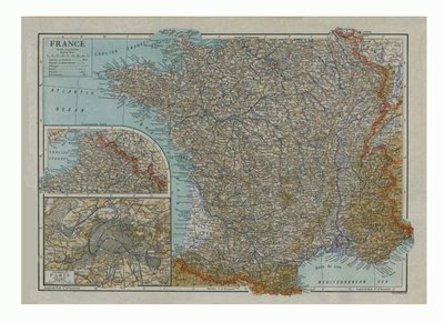 Mapa Francji, ok. 1910. autorstwa Emery Walker