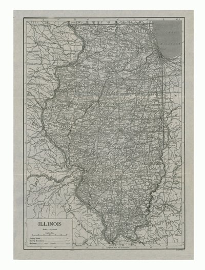 Mapa stanu Illinois, USA, ok. 1910 r. autorstwa Emery Walker
