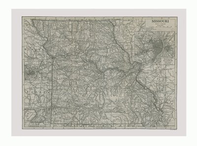 Mapa stanu Missouri, USA, ok. 1900. autorstwa Emery Walker