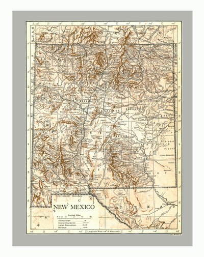 Mapa Nowego Meksyku, ok. 1900. autorstwa Emery Walker