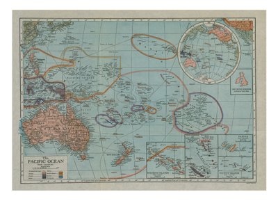 Mapa Oceanu Spokojnego, c1910. autorstwa Emery Walker