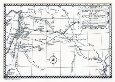 Trasy kolejowe i samochodowe oraz rurociągi, pustynia syryjska, 1937 autorstwa Emery Walker