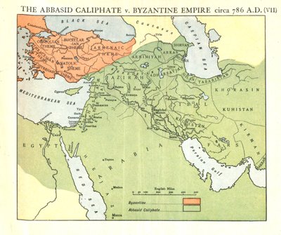„Kalifat Abbasydów przeciwko Cesarstwu Bizantyjskiemu, około 786 AD”, c1915. autorstwa Emery Walker Ltd