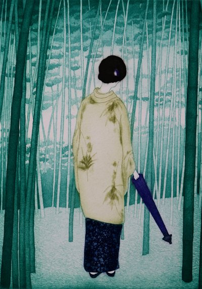 Bambusowa dama, 2007 (akwaforta) autorstwa Emiko Aida