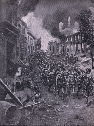Najazd wojsk niemieckich na Brześć Litowski, z Ilustrowanej Historii Wojny Światowej 1914-1915 wyd. przez Union Berlagsefellfchaft autorstwa Emil (after) Limmer