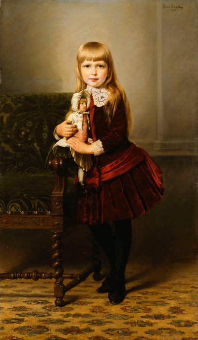 Portret młodej dziewczyny trzymającej lalkę, 1887 autorstwa Emil Brack