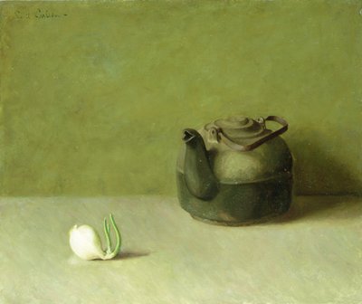 Martwa natura z czajnikiem i cebulą (olej na płótnie) autorstwa Emil Carlsen