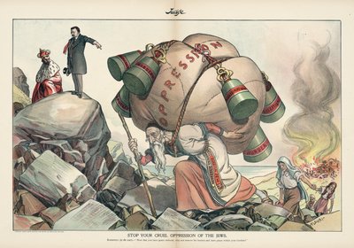 Zatrzymaj swój okrutny ucisk Żydów, magazyn Judge z września 1905 r. (chromolitografia) autorstwa Emil Flohri
