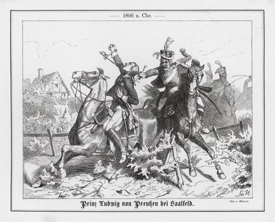 Śmierć księcia Ludwika Ferdynanda Pruskiego w bitwie pod Saalfeld autorstwa Emil Huenten