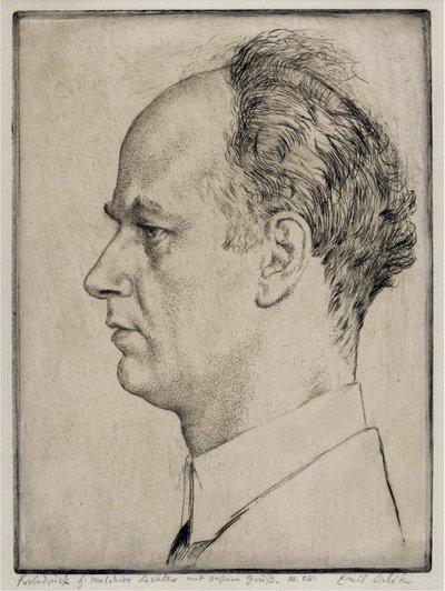 Portret Wilhelma Furtwaenglera (1886-1954) - Orlik, Emil (1870-1932) - 1928 - Akwaforta - 39x31,5 - Kolekcja prywatna autorstwa Emil Orlik