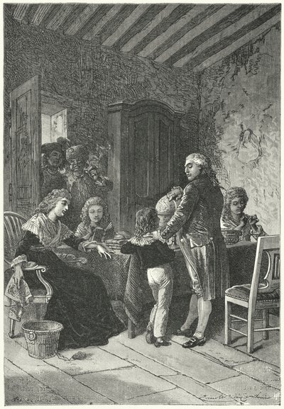 Ludwik XVI i jego rodzina uwięziona w Świątyni autorstwa Emile Antoine (after) Bayard