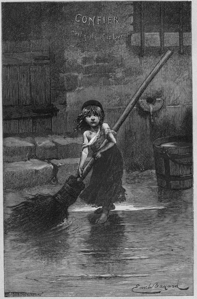 Cosette, ilustracja z „Nędzników” Victora Hugo autorstwa Emile Antoine Bayard