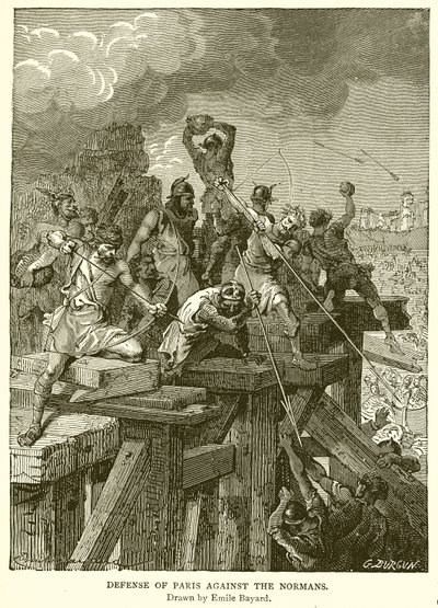 Obrona Paryża przed Normanami autorstwa Emile Antoine Bayard