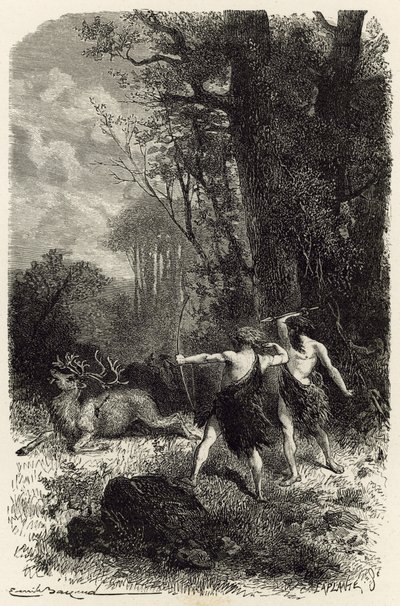 Polowanie w epoce reniferów autorstwa Emile Antoine Bayard