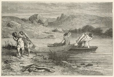 Rybacy w epoce polerowanego kamienia autorstwa Emile Antoine Bayard