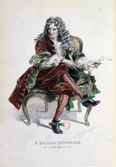 Portret Nicolasa Boileau Despreaux (Boileau-Despreaux) (1636-1711) w "Dziełach Nicolasa Boileau" Paryż 1873 (rycina) autorstwa Emile Antoine Bayard