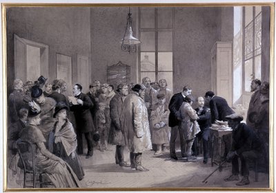 Sceny zaszczepiania w laboratorium Szkoły Normalnej w 1886 roku (rysunek) autorstwa Emile Antoine Bayard