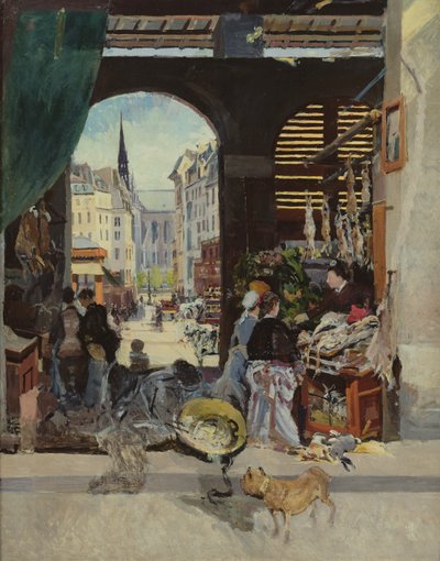 Targ Carmes, Rue Maubert autorstwa Emile Antoine Guillier